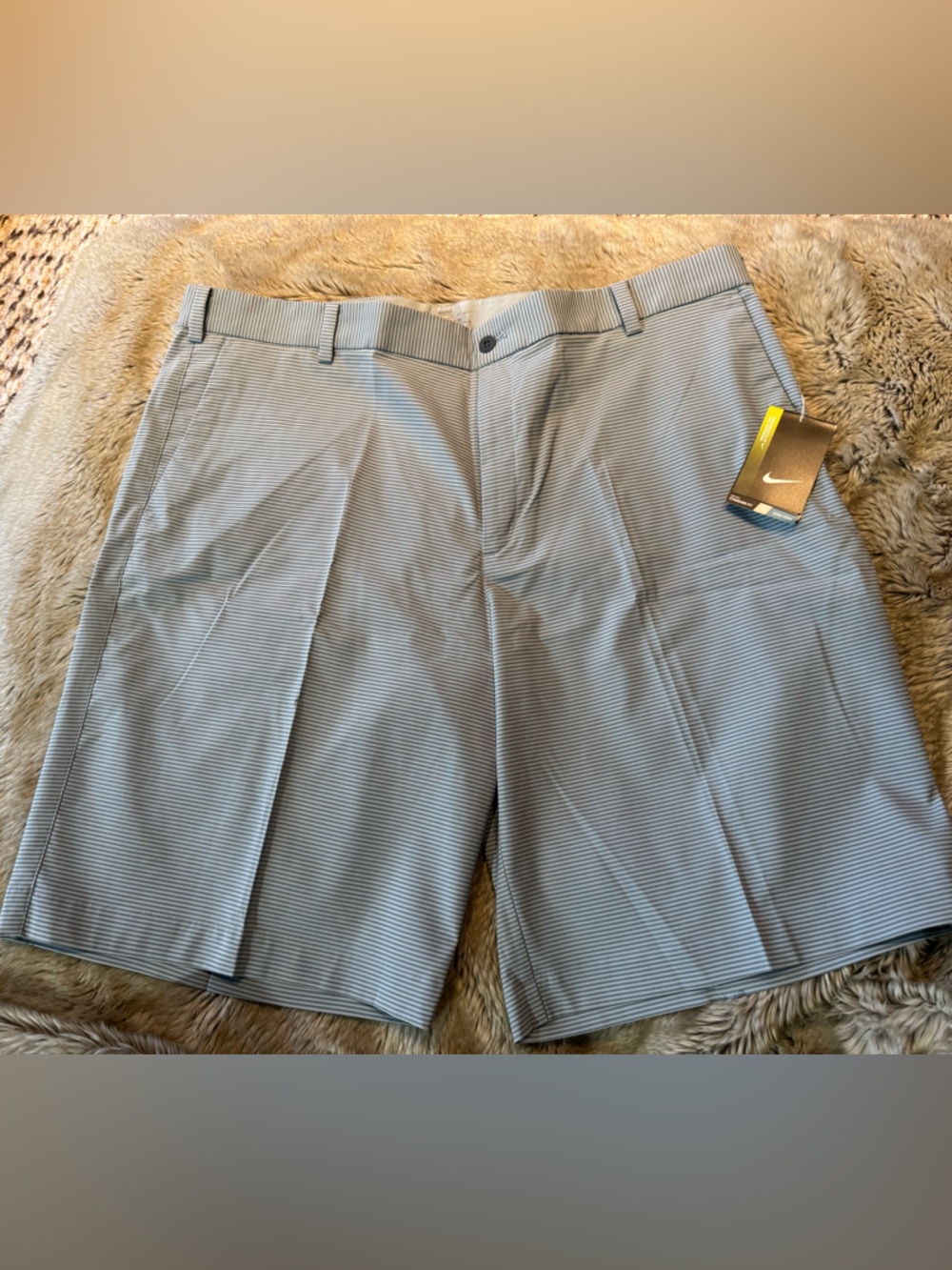 Nike Light Blue Plaid Men's Flat Front Shorts